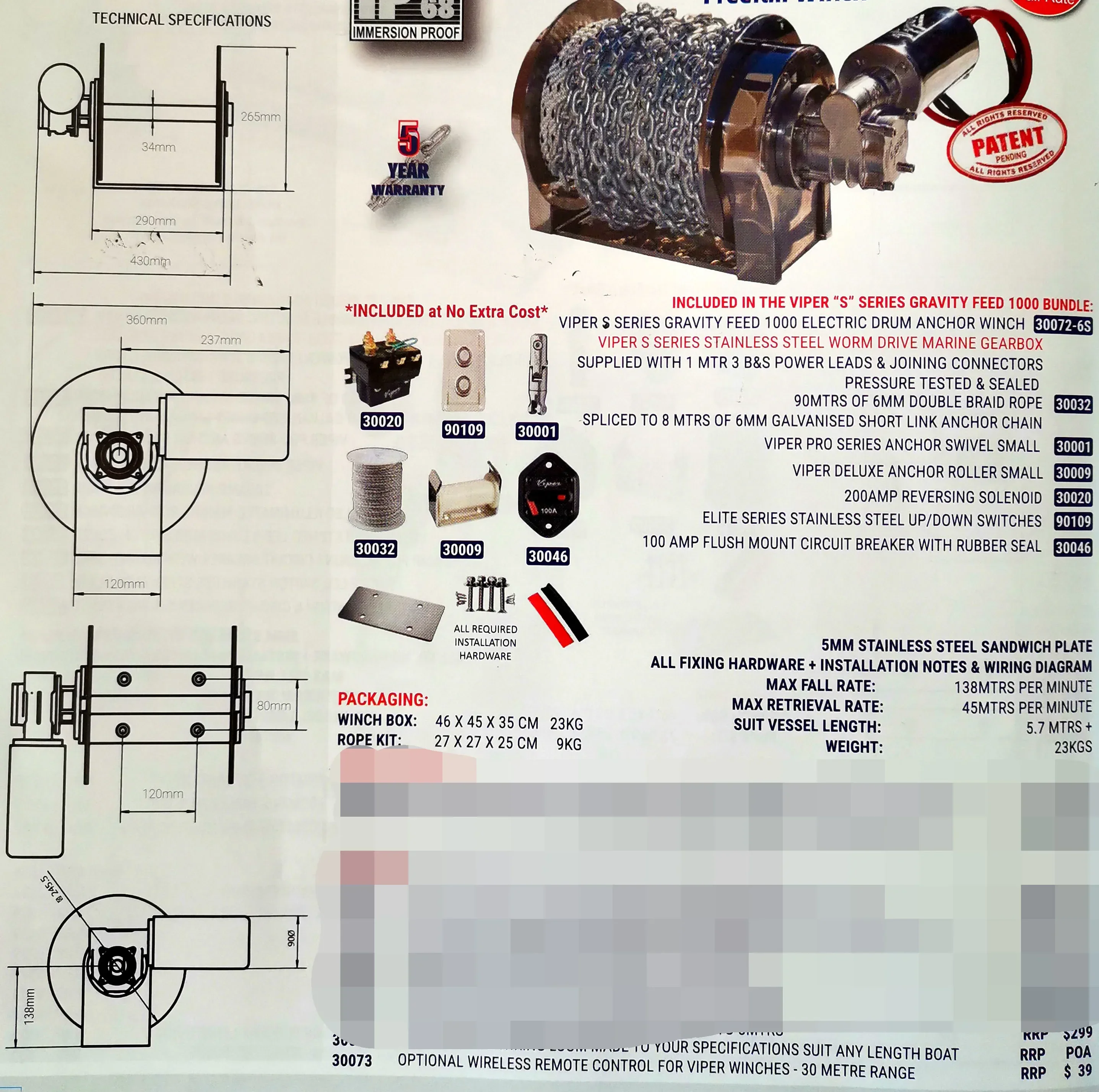 Marine Equipment 1000W 316 Sta – Fishing Boat Anchor Winch recenzja i cena
