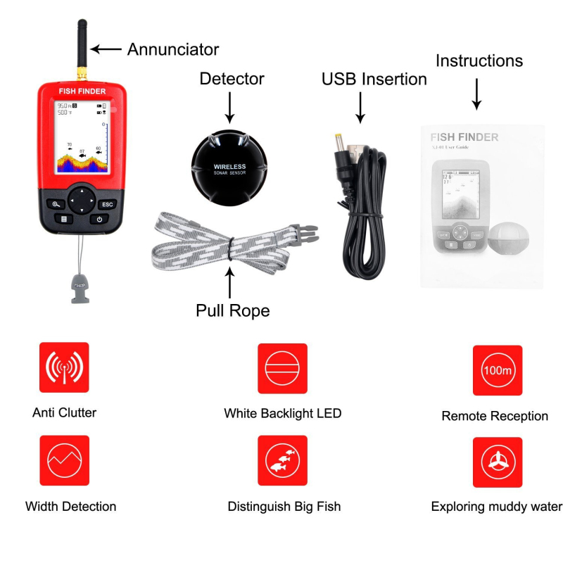 Wireless Sonar Sensor Fish Fin – Fishing Boat Depth Finder recenzja i cena
